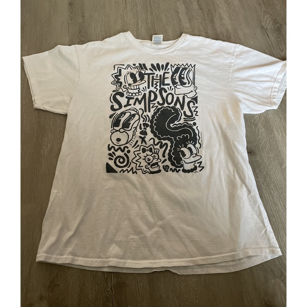 The Simpsons Mens L Shirt Pop Art Black White Print Large